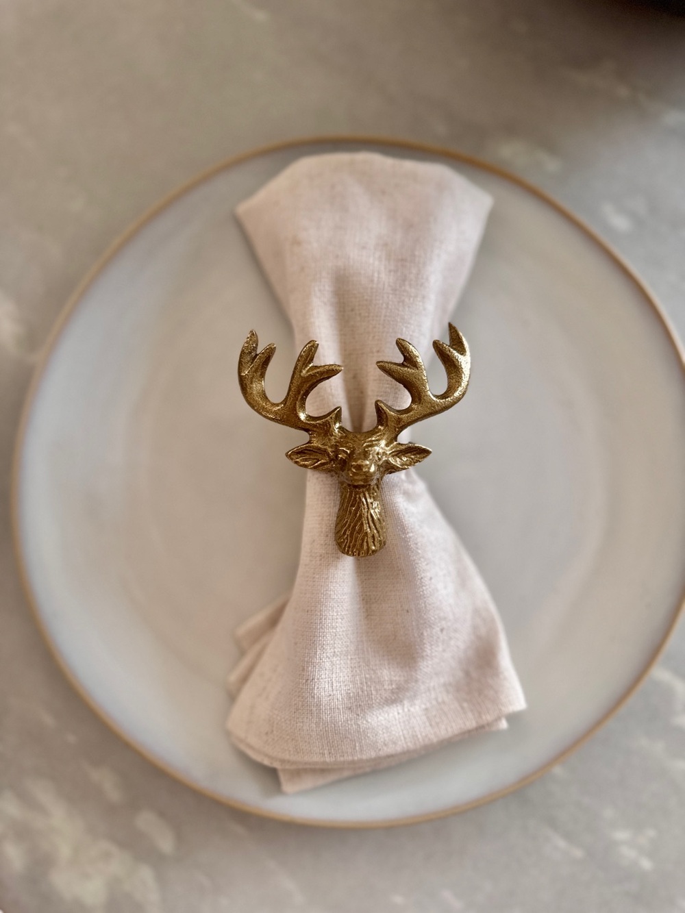 NWT Threshold Set of 2 Gold Deer Head Napkin Ring - Elegant Holiday Table Accent